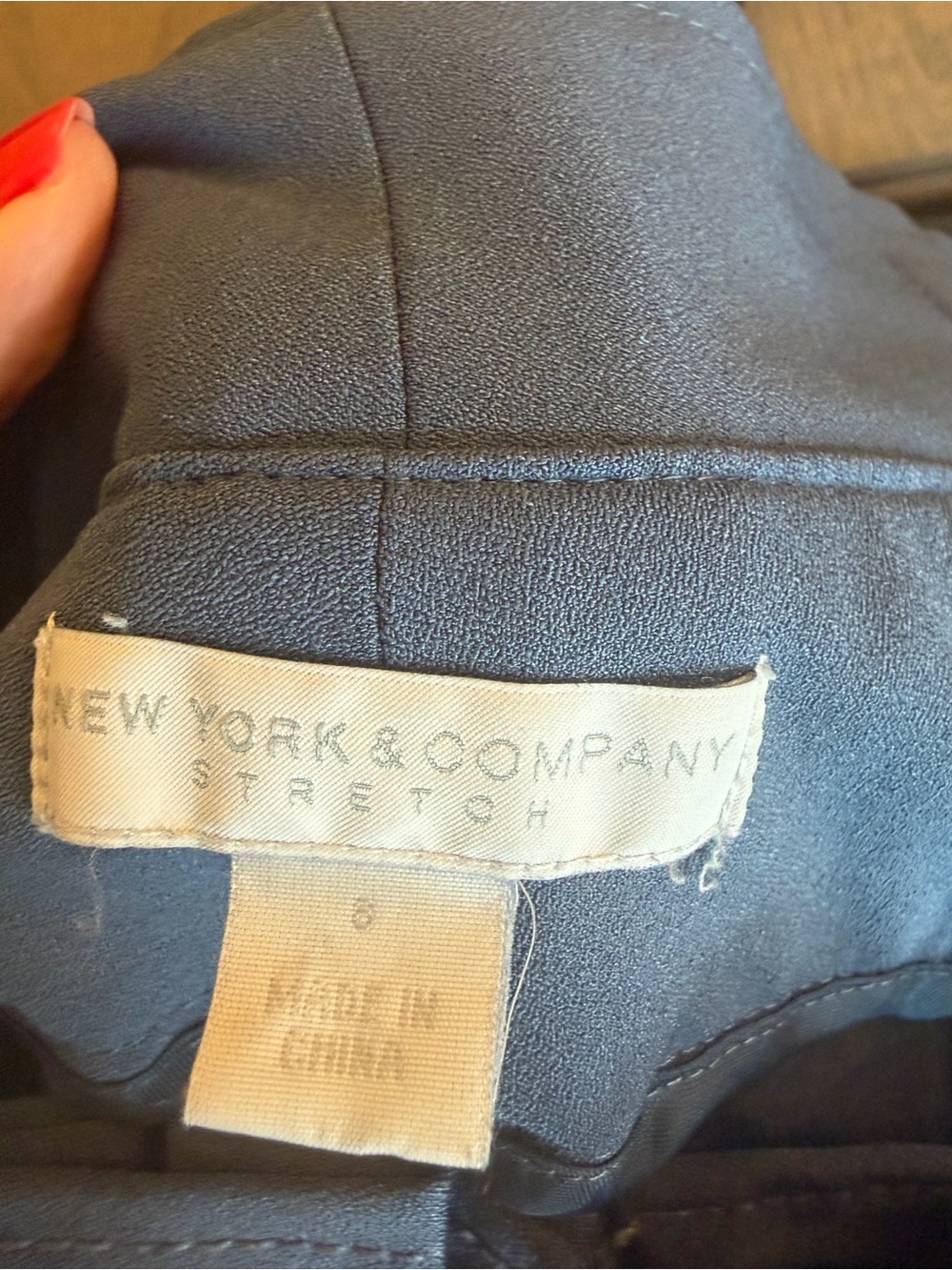 New York and Co High-Waist Tie Front Navy Dress Pants - Picture 5 of 5